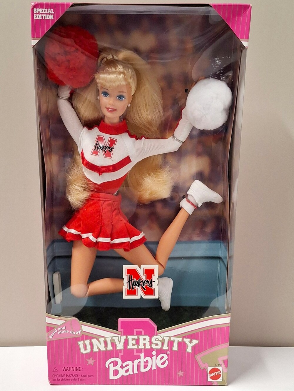 Vintage 1996 Barbie Nebraska Cornhusker University Cheerleader BARBIE Mattel
